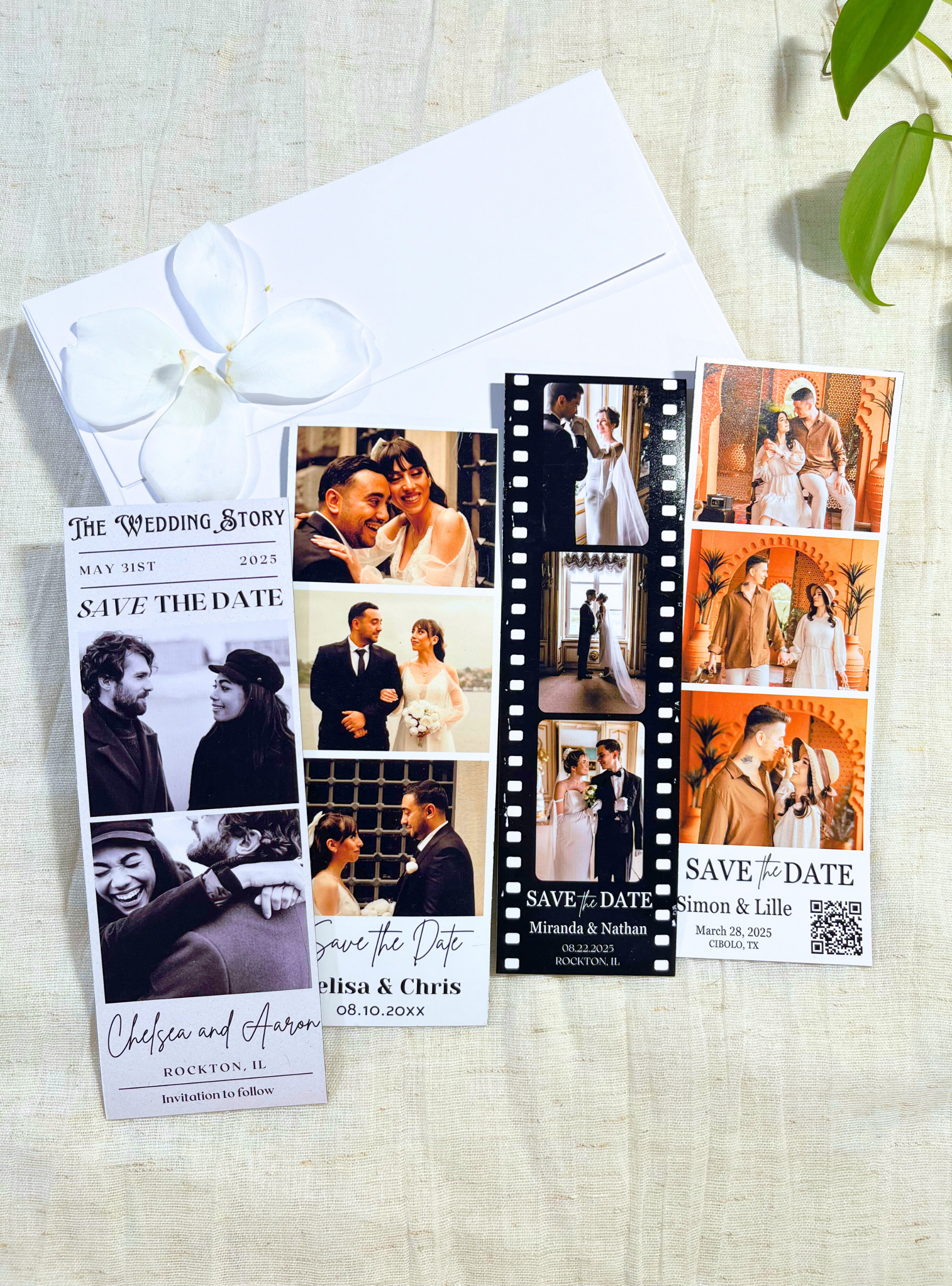 Save The Date Photo Strip Magnet With QR Code