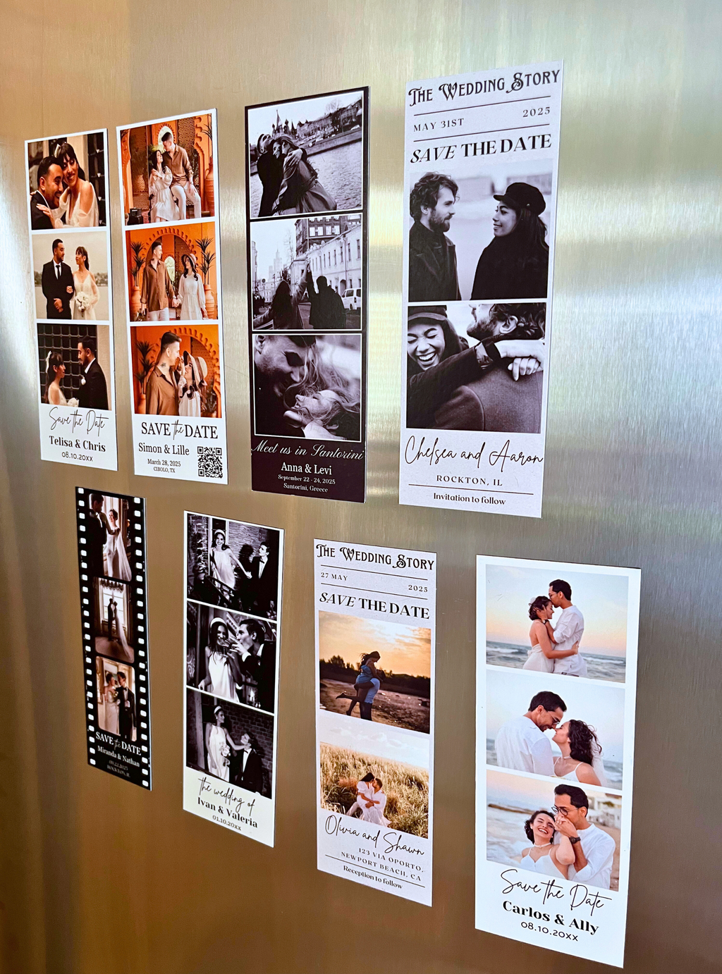 Save the Date Photo Strip Magnet – Black