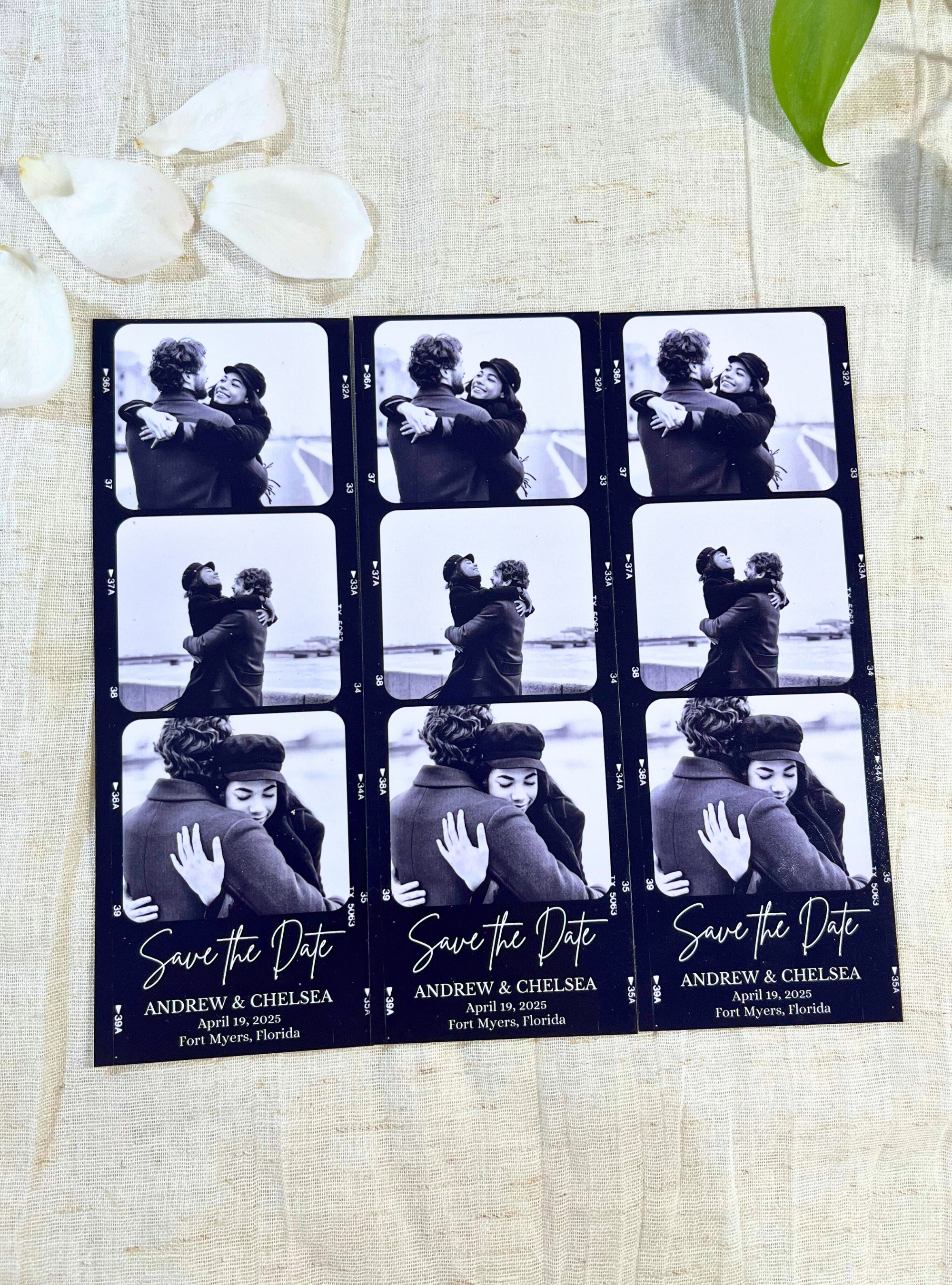 Save the Date Photo Strip Magnet – Black