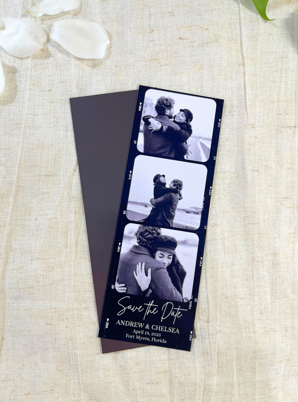 Save the Date Photo Strip Magnet – Black