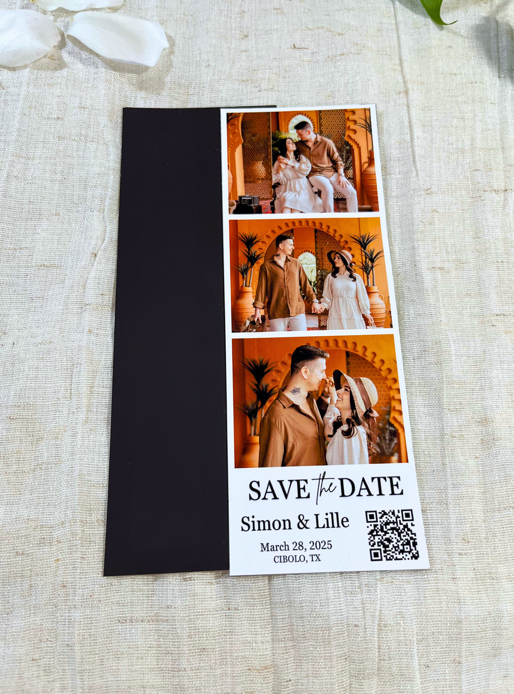 Save The Date Photo Strip Magnet With QR Code