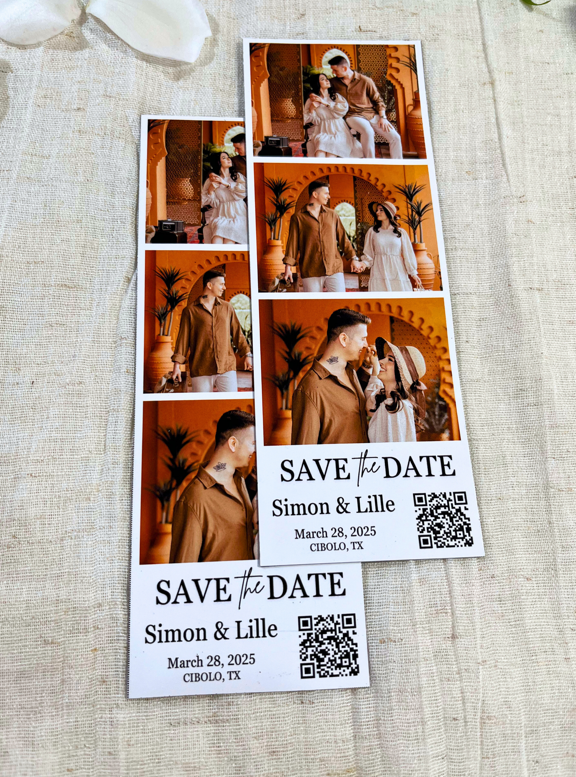 Save The Date Photo Strip Magnet With QR Code