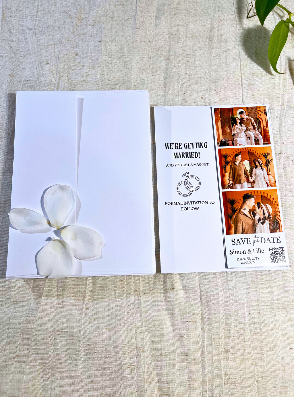 Save The Date Photo Strip Magnet With QR Code