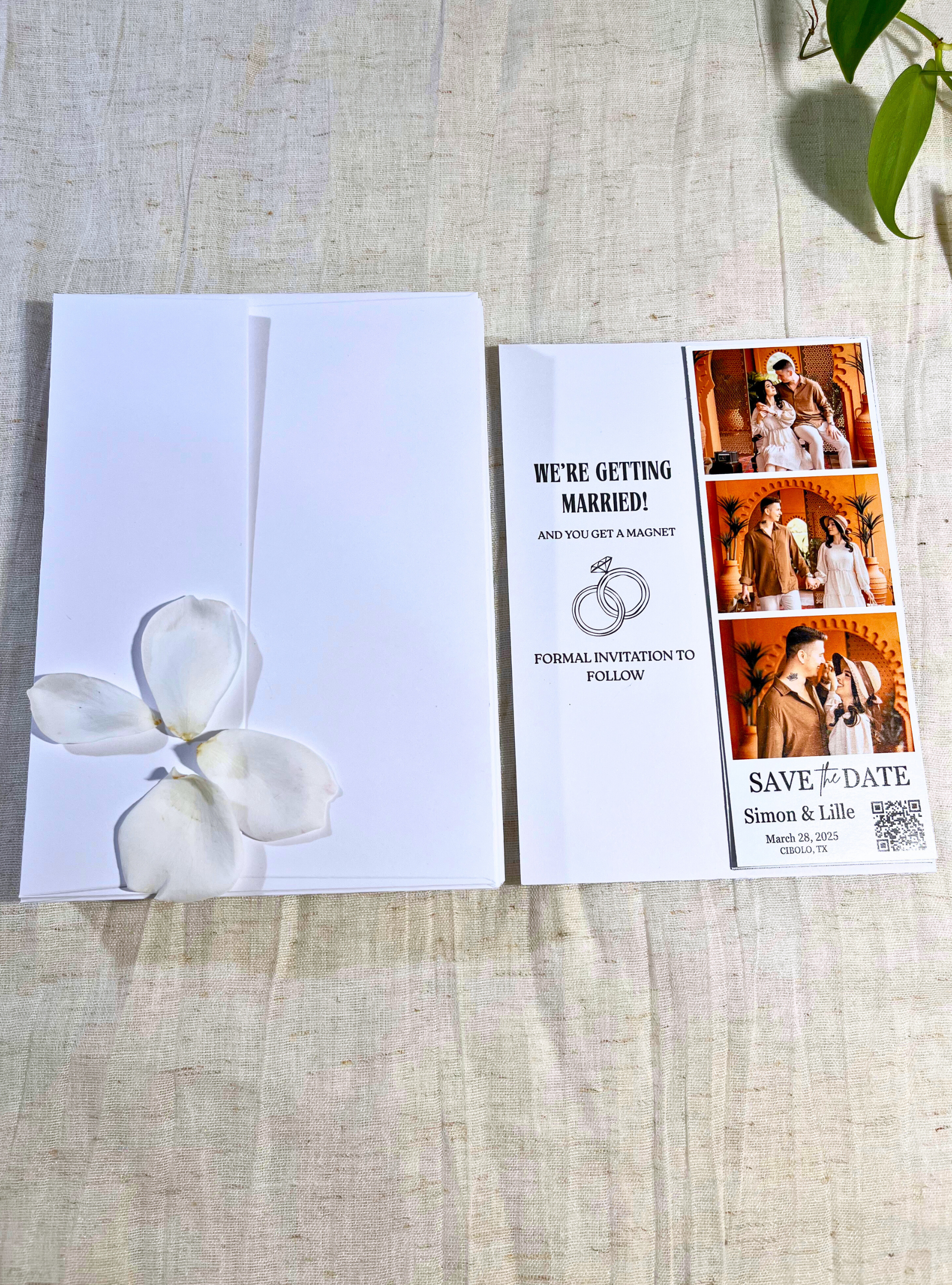 Save The Date Photo Strip Magnet With QR Code