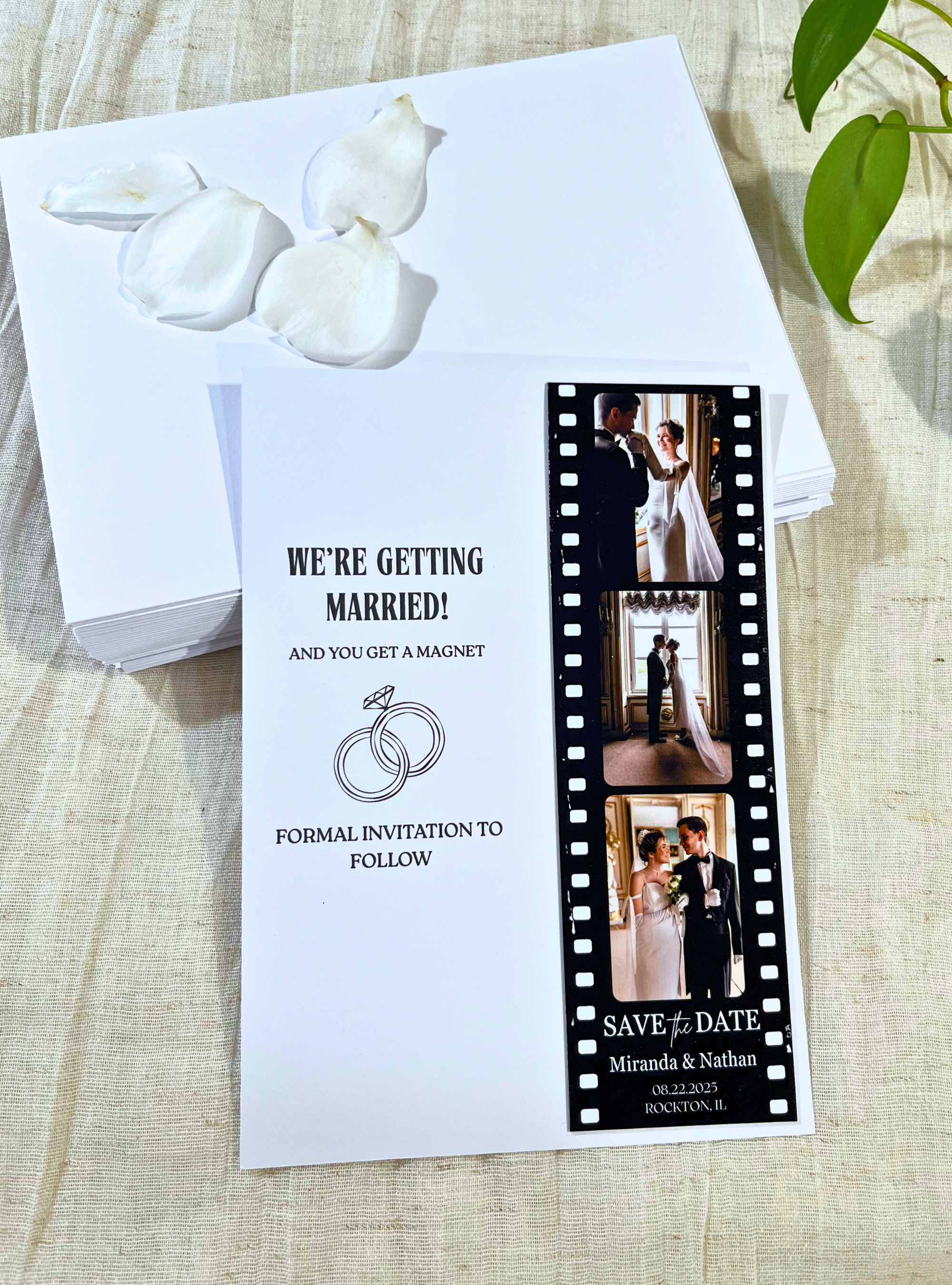 Save the Date Photo Strip Magnet – Black