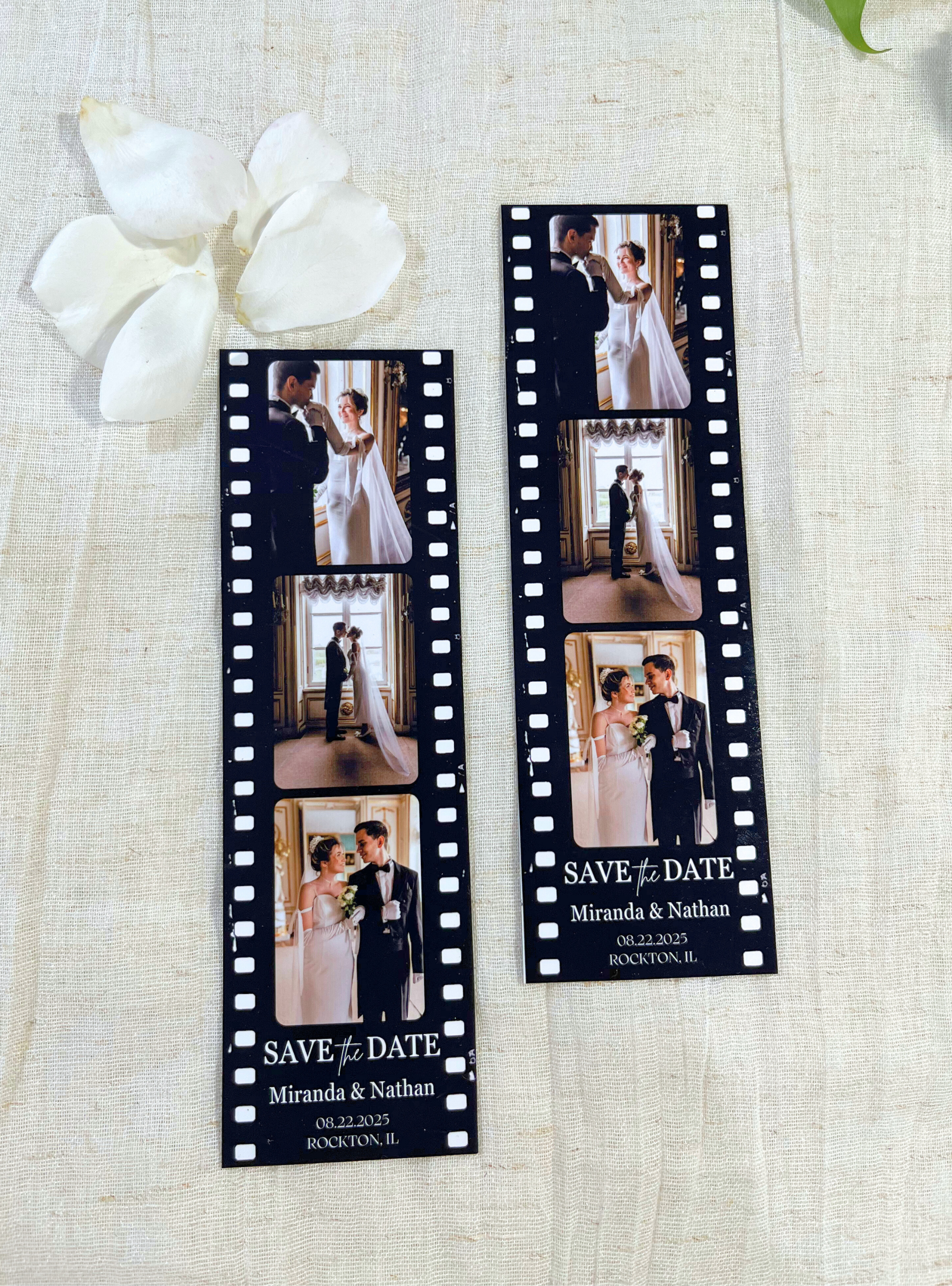 Save the Date Photo Strip Magnet – Black