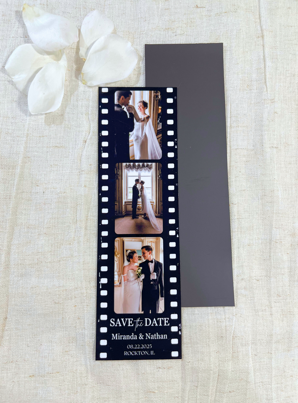 Save the Date Photo Strip Magnet – Black