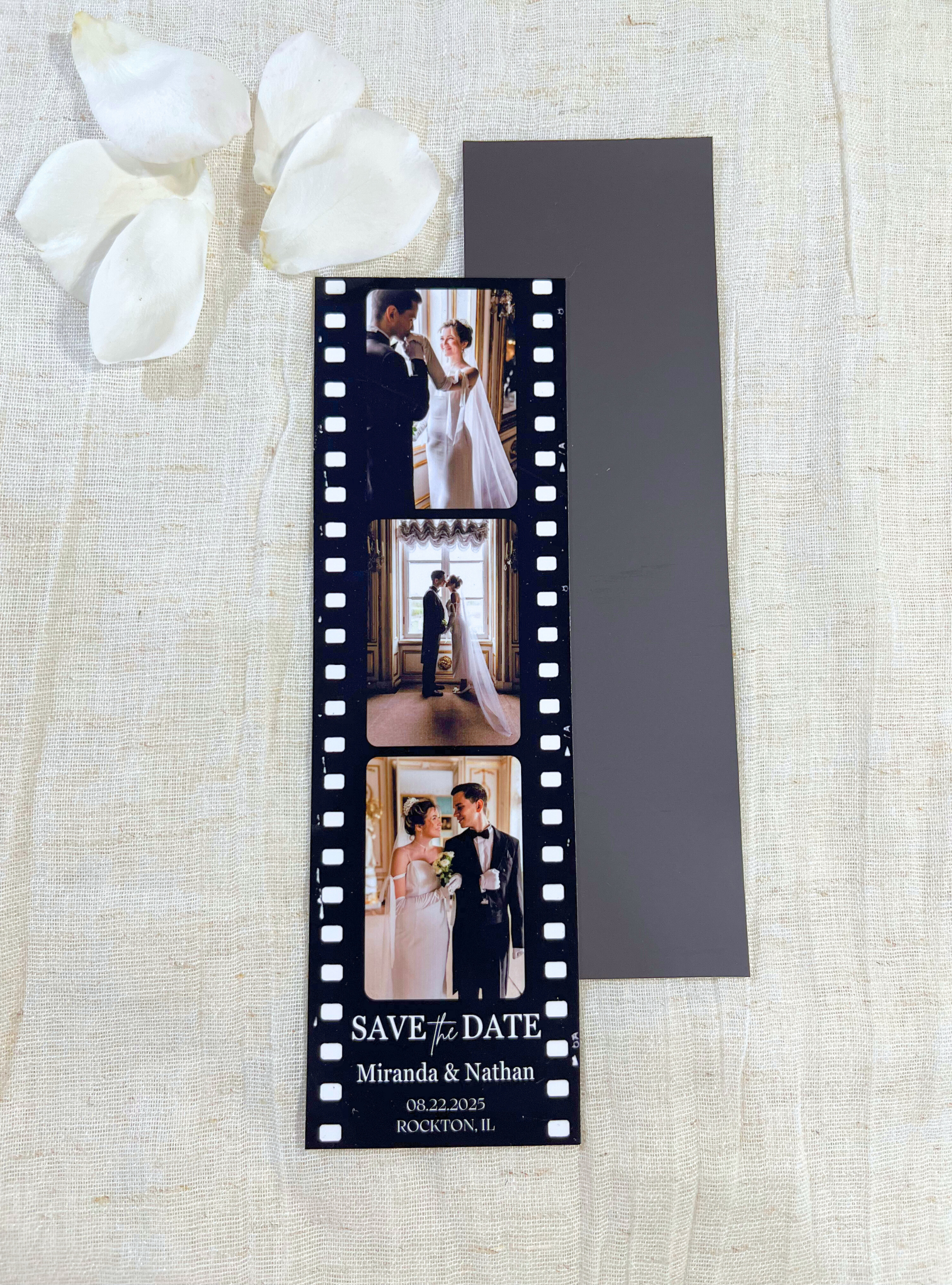 Save the Date Photo Strip Magnet – Black