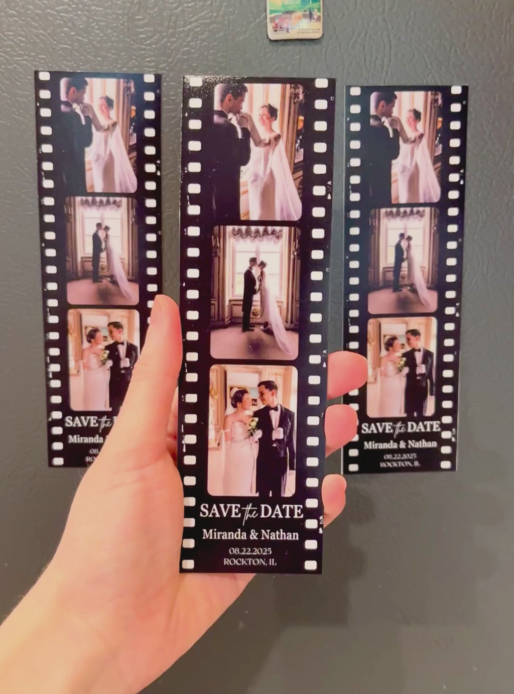 Save the Date Photo Strip Magnet – Black